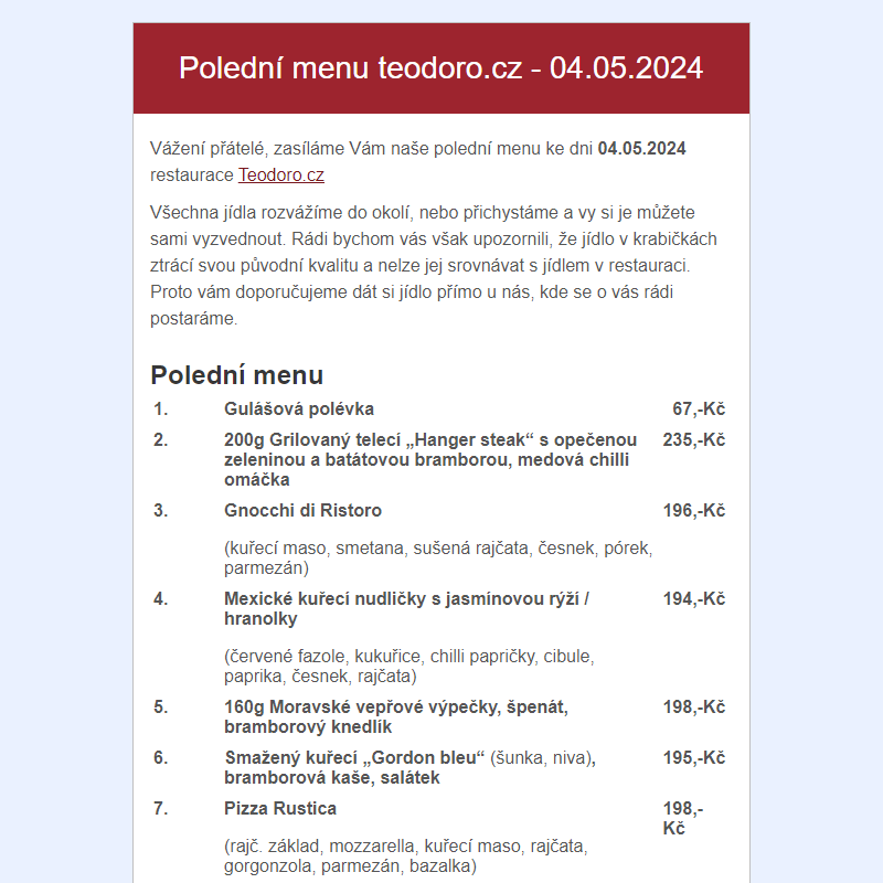 Poledni menu teodoro.cz - 04.05.2024