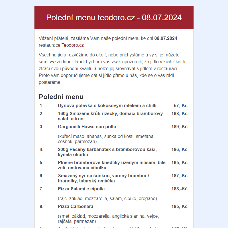 Poledni menu teodoro.cz - 08.07.2024