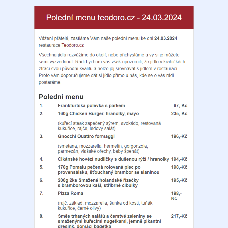 Poledni menu teodoro.cz - 24.03.2024