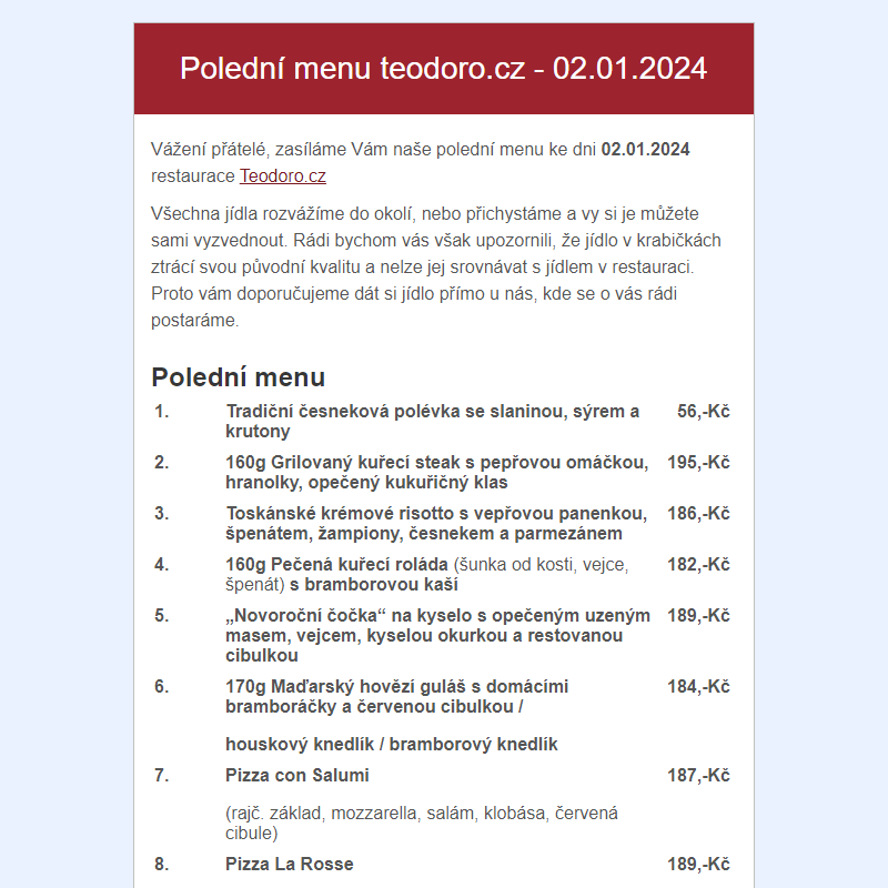 Poledni menu teodoro.cz - 02.01.2024
