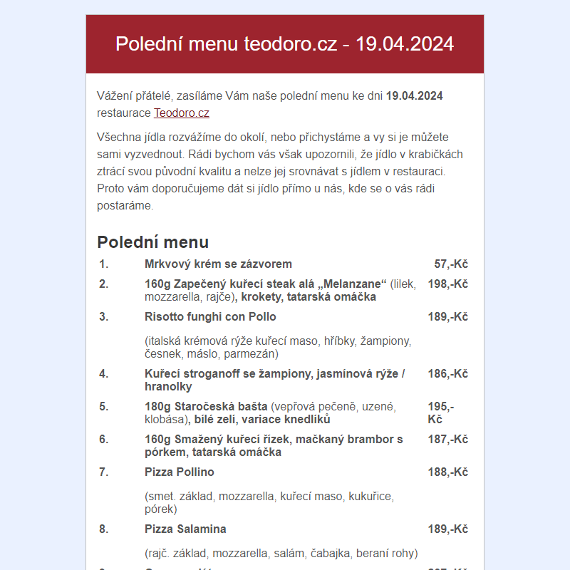 Poledni menu teodoro.cz - 19.04.2024