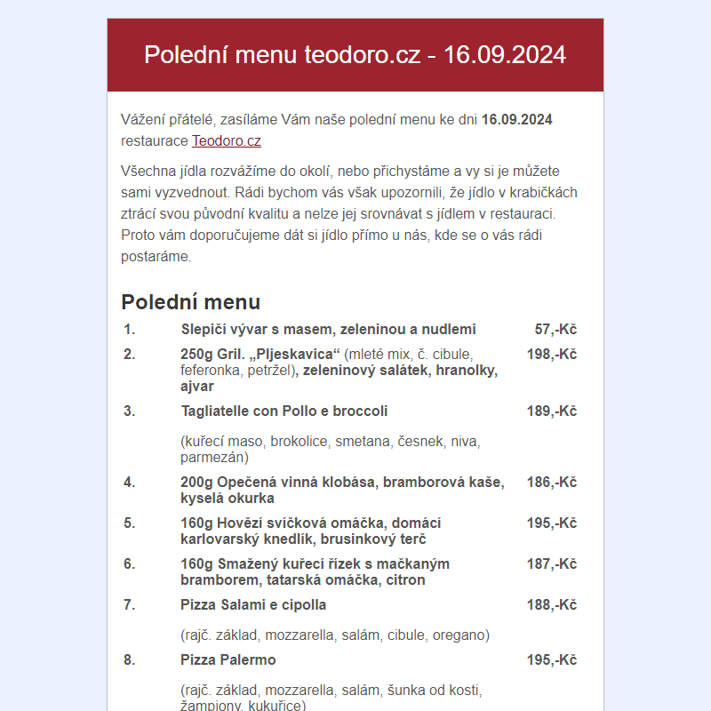 Poledni menu teodoro.cz - 16.09.2024