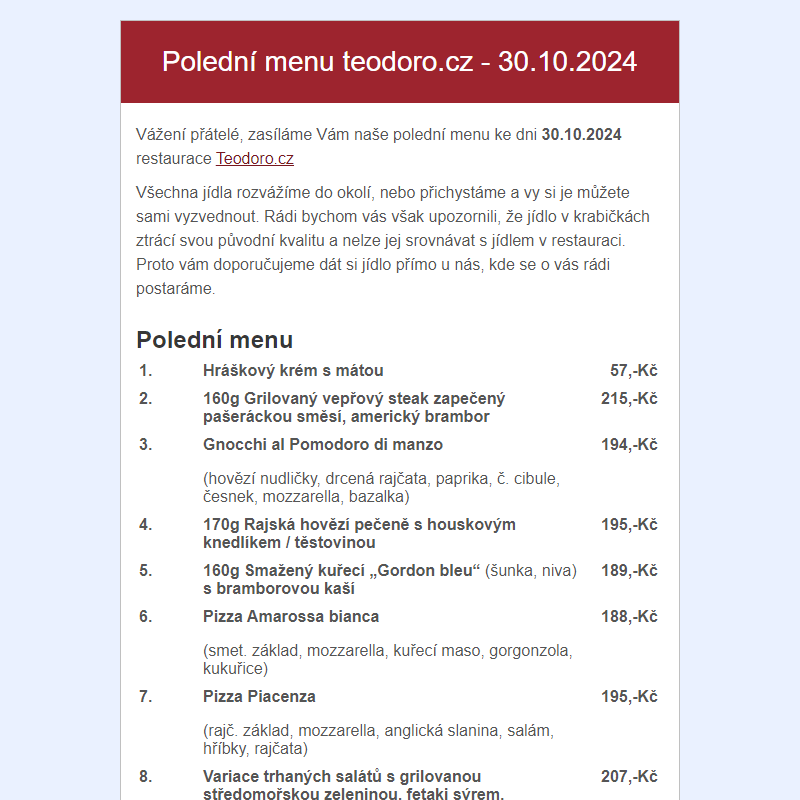 Poledni menu teodoro.cz - 30.10.2024