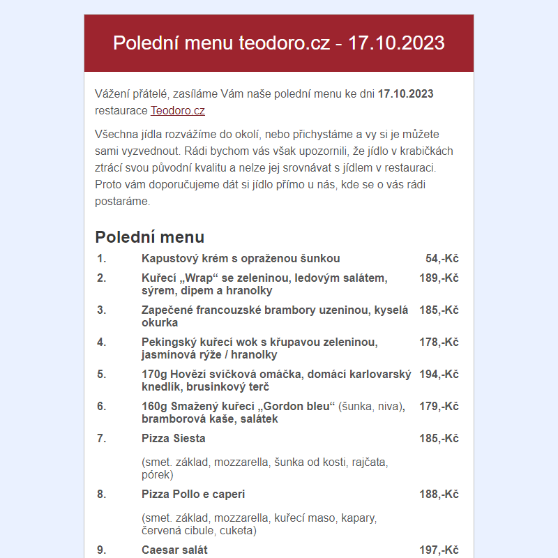 Poledni menu teodoro.cz - 17.10.2023