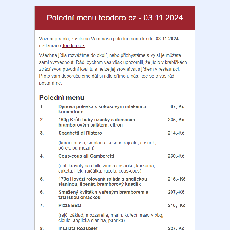 Poledni menu teodoro.cz - 03.11.2024