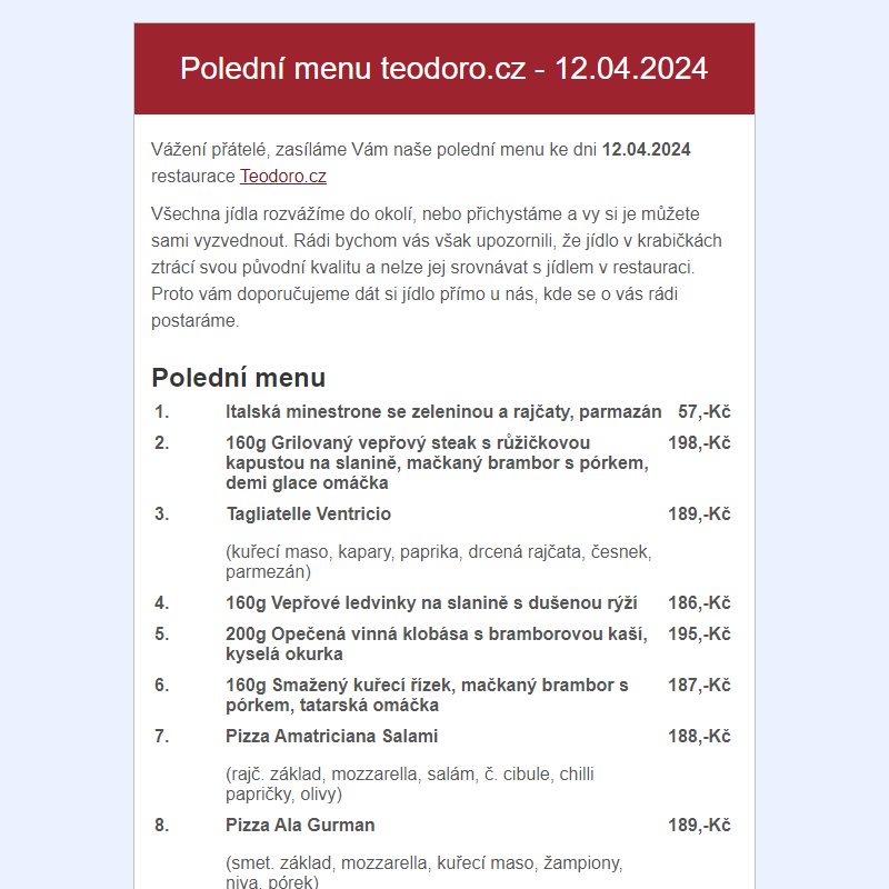 Poledni menu teodoro.cz - 12.04.2024