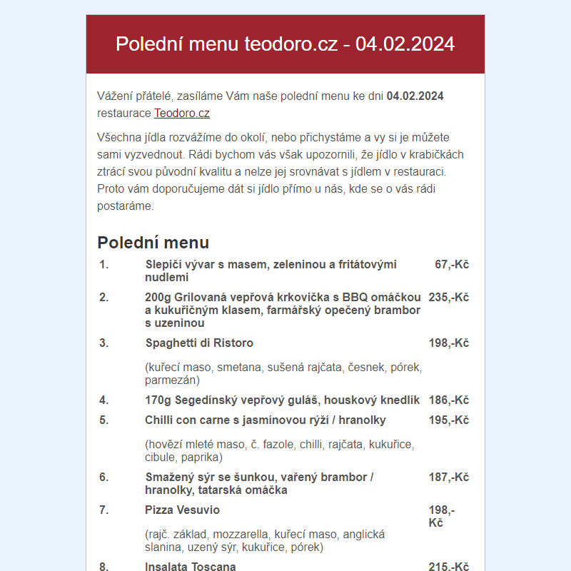 Poledni menu teodoro.cz - 04.02.2024