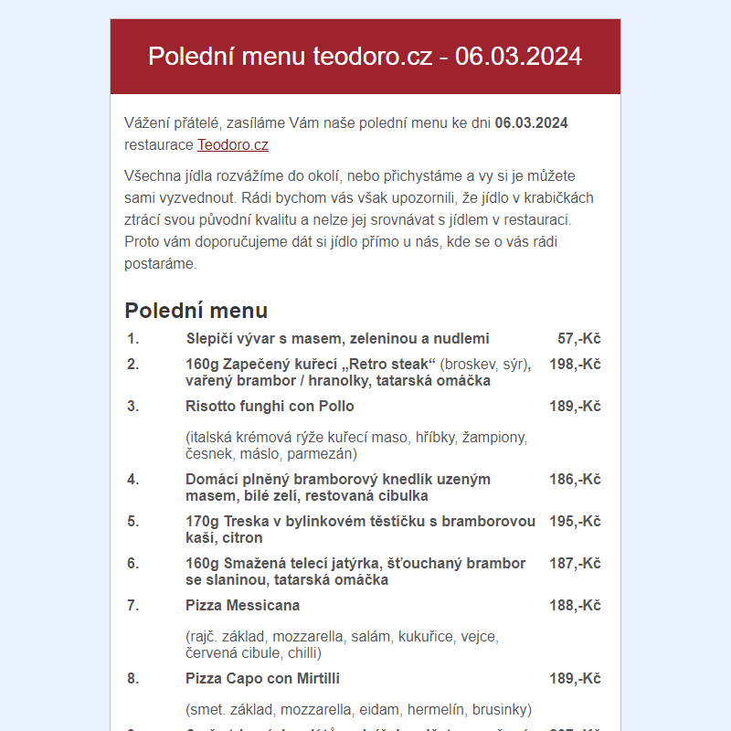 Poledni menu teodoro.cz - 06.03.2024