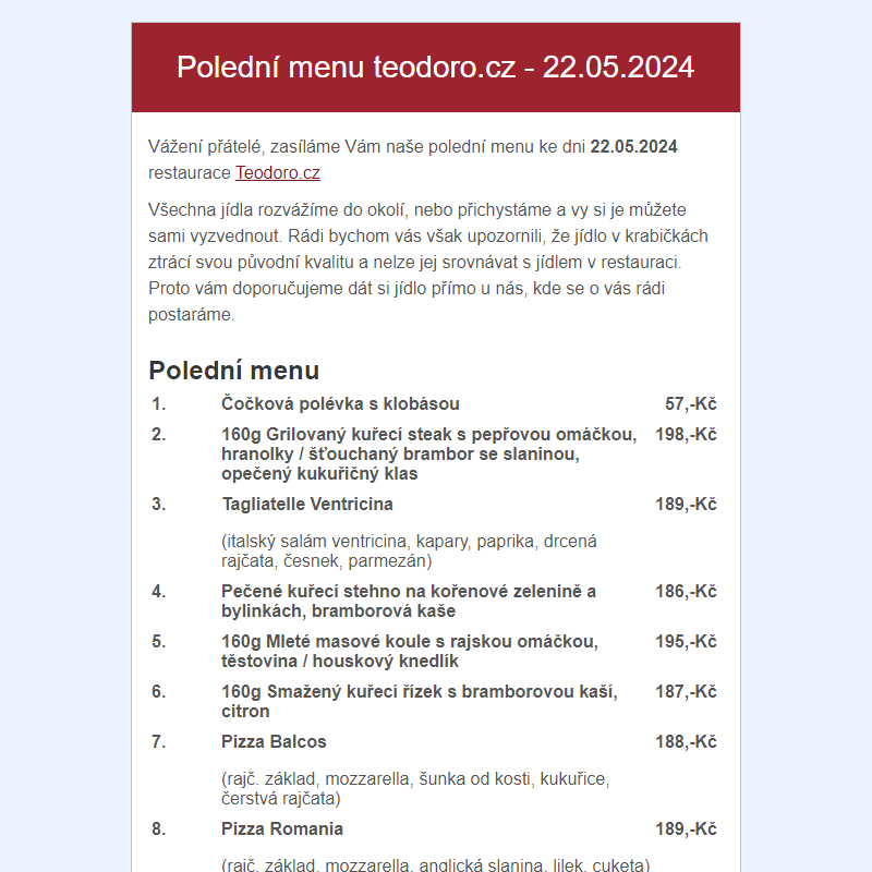 Poledni menu teodoro.cz - 22.05.2024