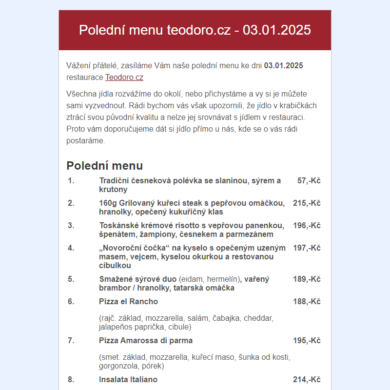 Poledni menu teodoro.cz - 03.01.2025