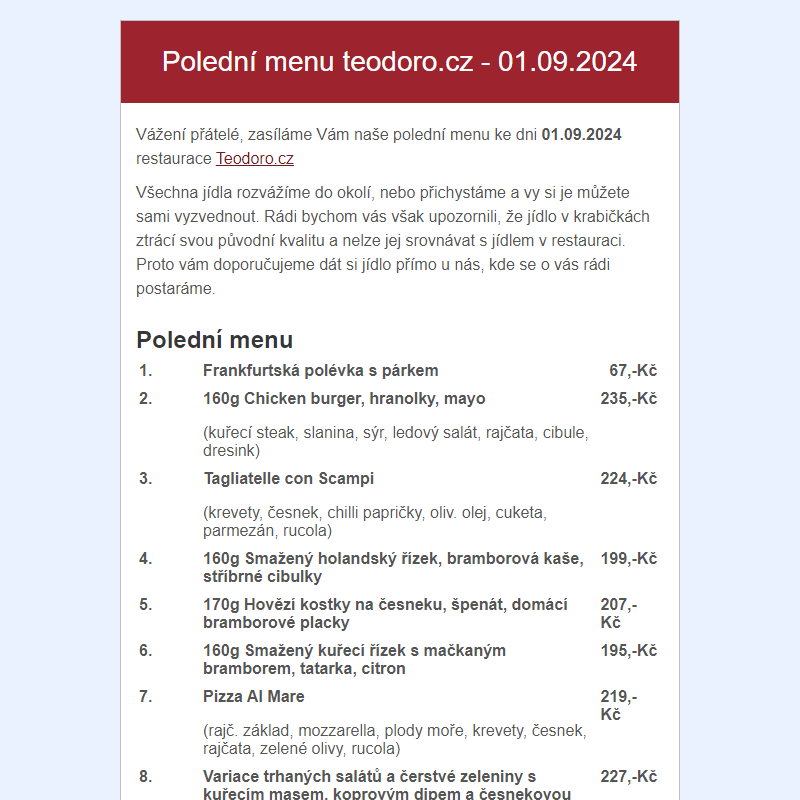 Poledni menu teodoro.cz - 01.09.2024