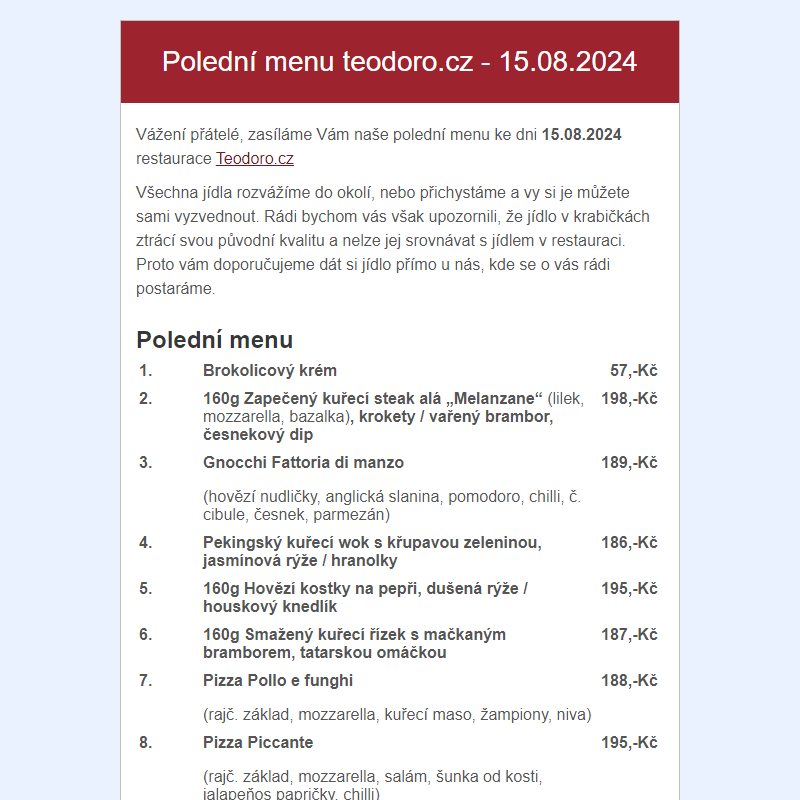 Poledni menu teodoro.cz - 15.08.2024