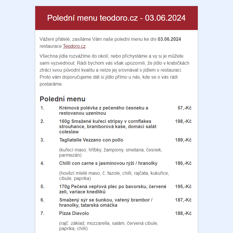 Poledni menu teodoro.cz - 03.06.2024