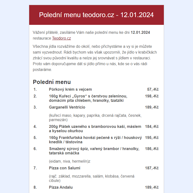Poledni menu teodoro.cz - 12.01.2024