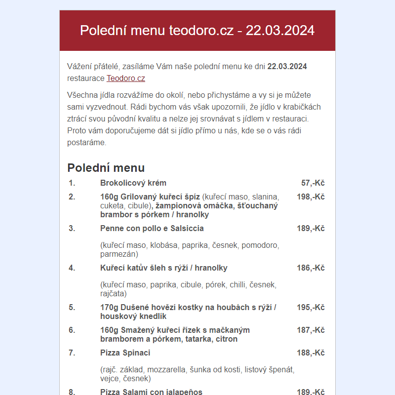Poledni menu teodoro.cz - 22.03.2024