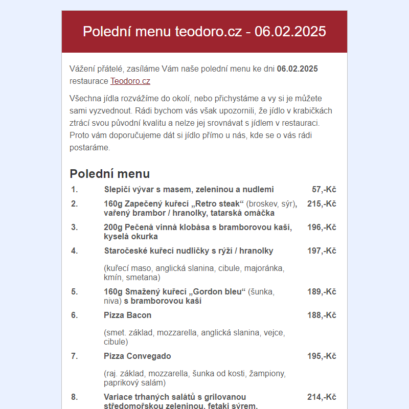 Poledni menu teodoro.cz - 06.02.2025