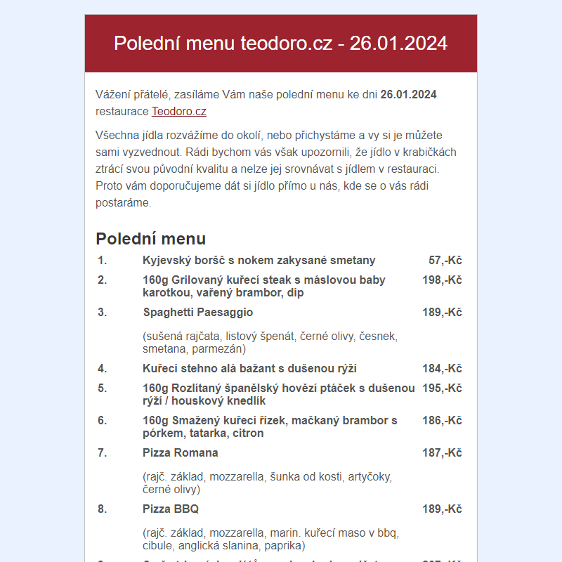 Poledni menu teodoro.cz - 26.01.2024