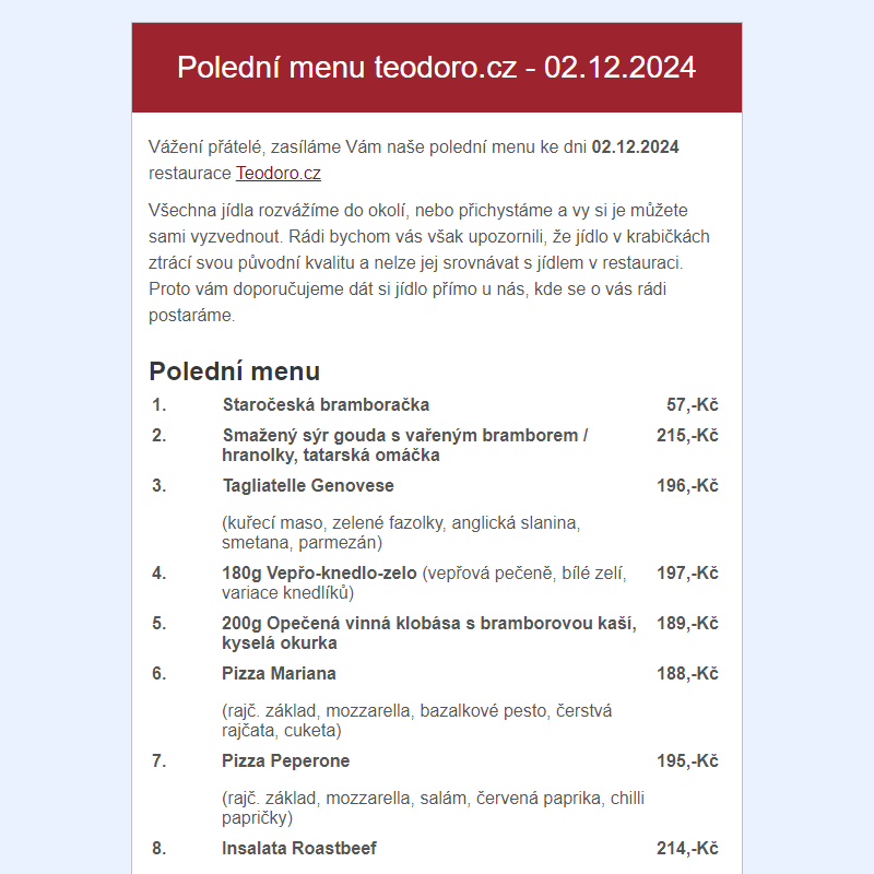 Poledni menu teodoro.cz - 02.12.2024