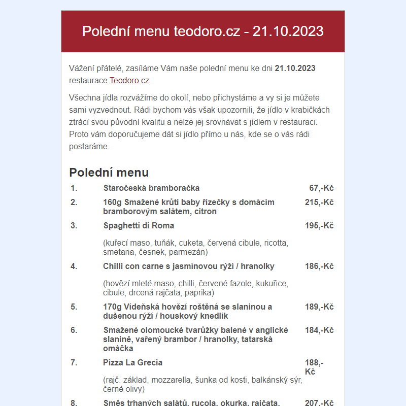 Poledni menu teodoro.cz - 21.10.2023