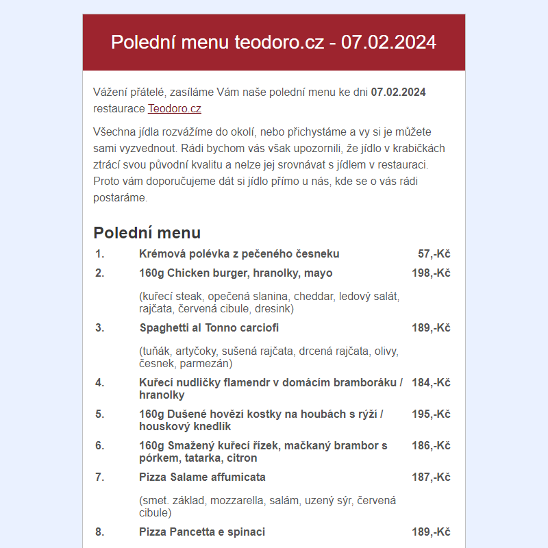 Poledni menu teodoro.cz - 07.02.2024