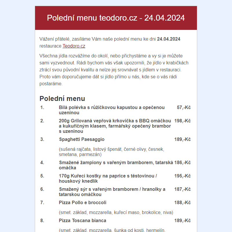 Poledni menu teodoro.cz - 24.04.2024