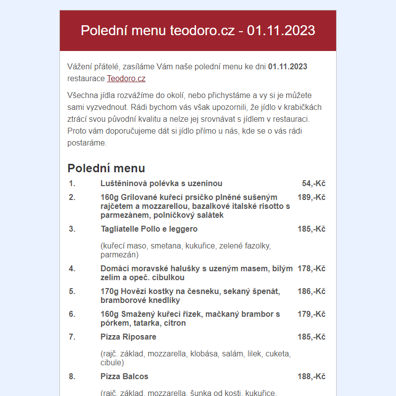 Poledni menu teodoro.cz - 01.11.2023