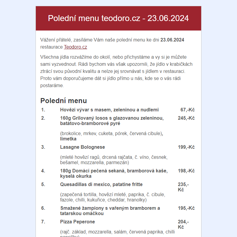 Poledni menu teodoro.cz - 23.06.2024