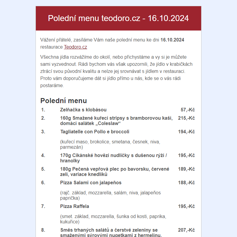 Poledni menu teodoro.cz - 16.10.2024