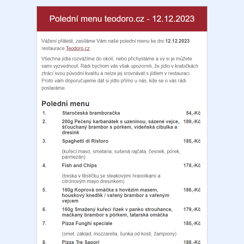 Poledni menu teodoro.cz - 12.12.2023