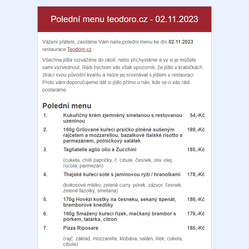 Poledni menu teodoro.cz - 02.11.2023