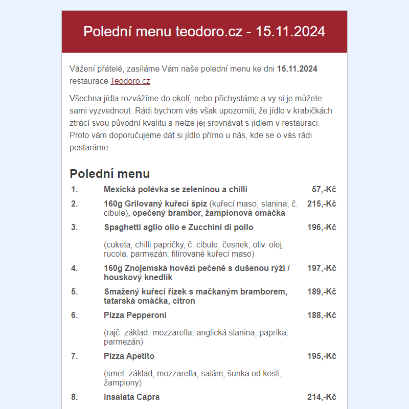 Poledni menu teodoro.cz - 15.11.2024