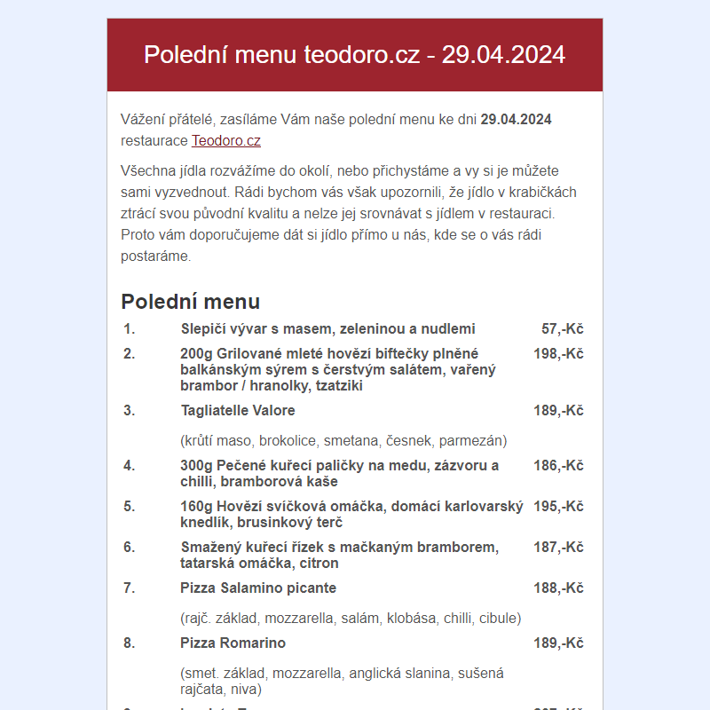 Poledni menu teodoro.cz - 29.04.2024