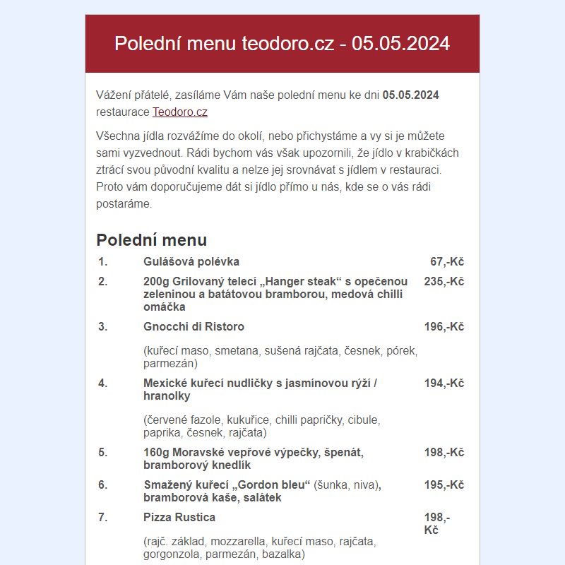 Poledni menu teodoro.cz - 05.05.2024