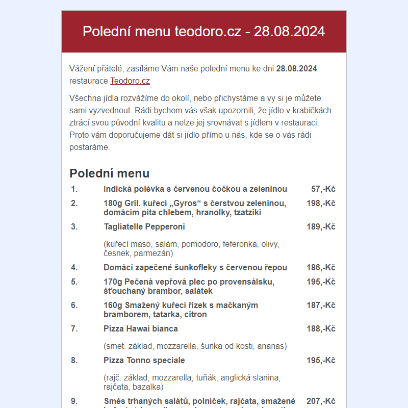 Poledni menu teodoro.cz - 28.08.2024