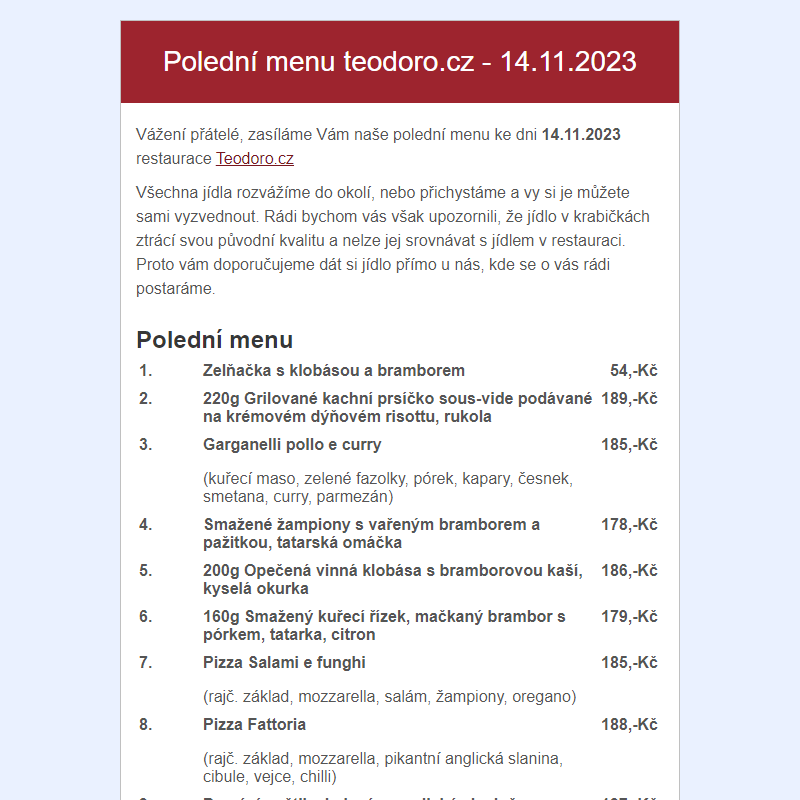 Poledni menu teodoro.cz - 14.11.2023