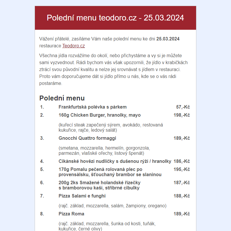 Poledni menu teodoro.cz - 25.03.2024