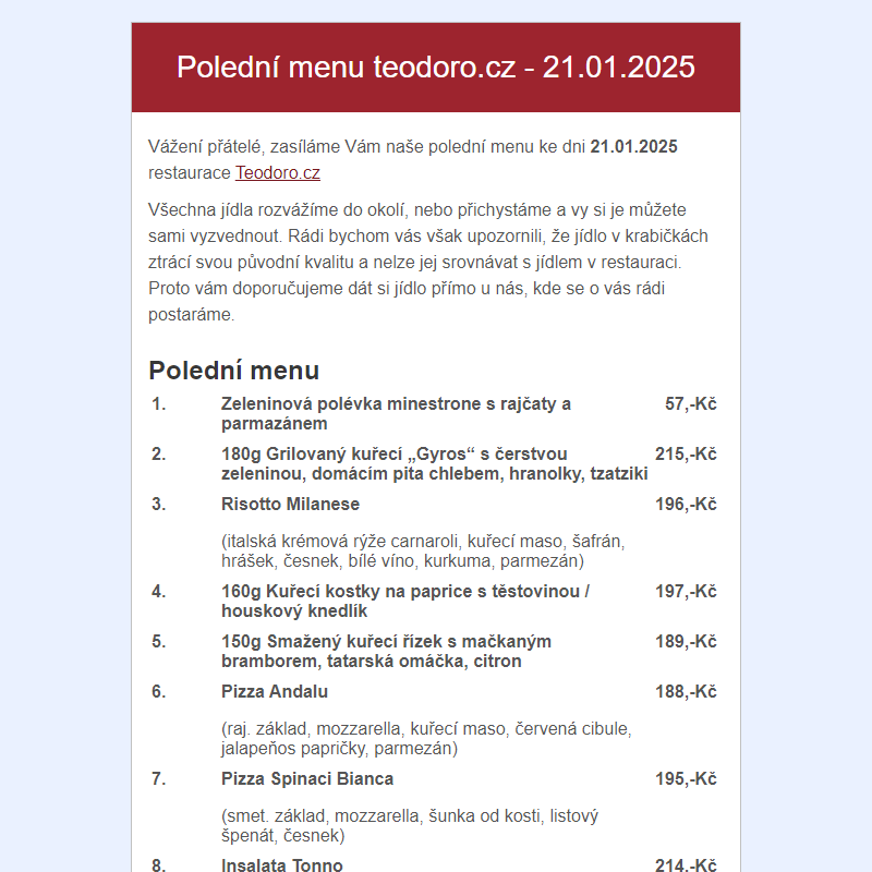 Poledni menu teodoro.cz - 21.01.2025