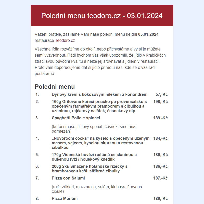 Poledni menu teodoro.cz - 03.01.2024