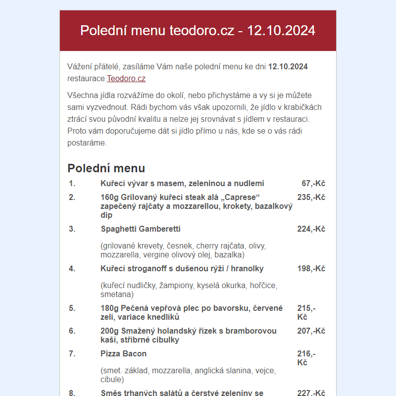 Poledni menu teodoro.cz - 12.10.2024