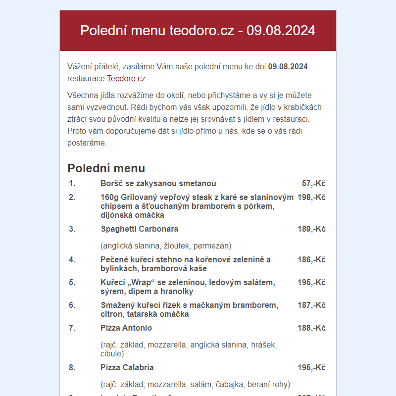 Poledni menu teodoro.cz - 09.08.2024