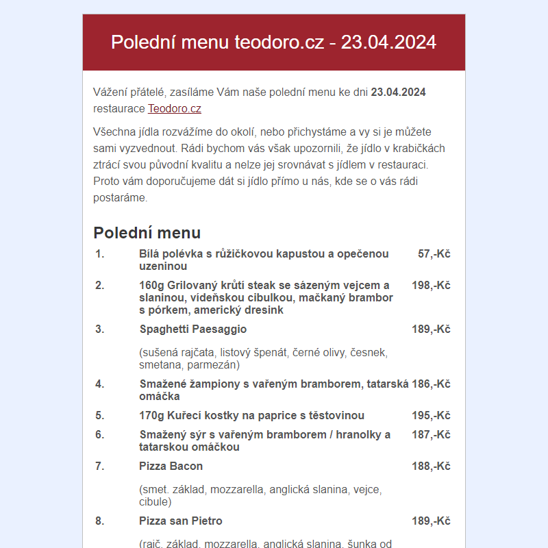 Poledni menu teodoro.cz - 23.04.2024