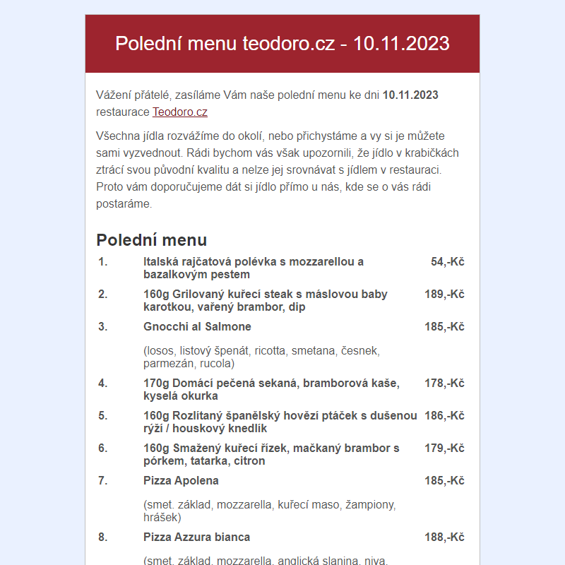 Poledni menu teodoro.cz - 10.11.2023