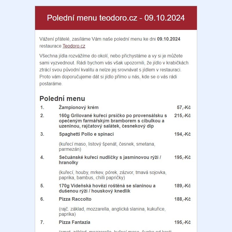 Poledni menu teodoro.cz - 09.10.2024