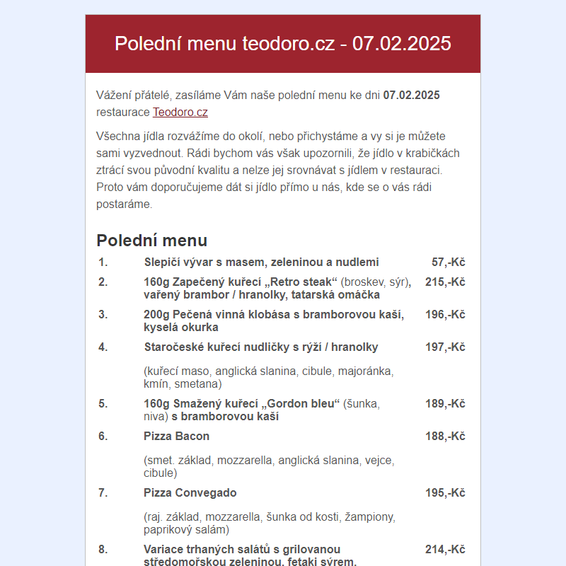 Poledni menu teodoro.cz - 07.02.2025