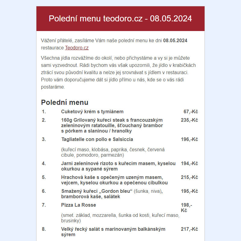 Poledni menu teodoro.cz - 08.05.2024