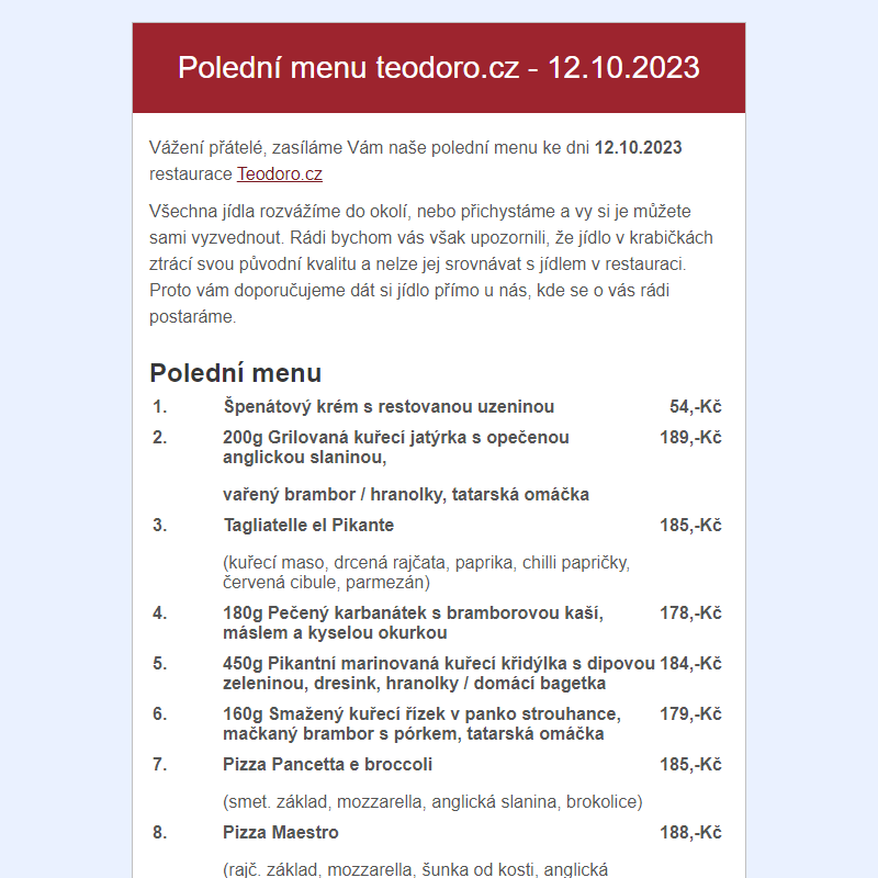 Poledni menu teodoro.cz - 12.10.2023