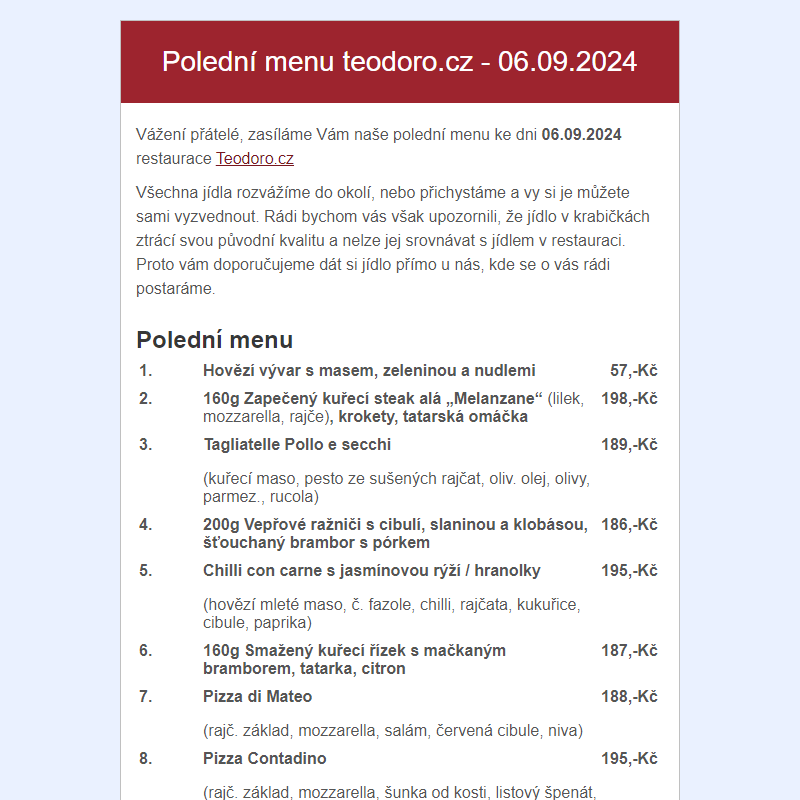 Poledni menu teodoro.cz - 06.09.2024