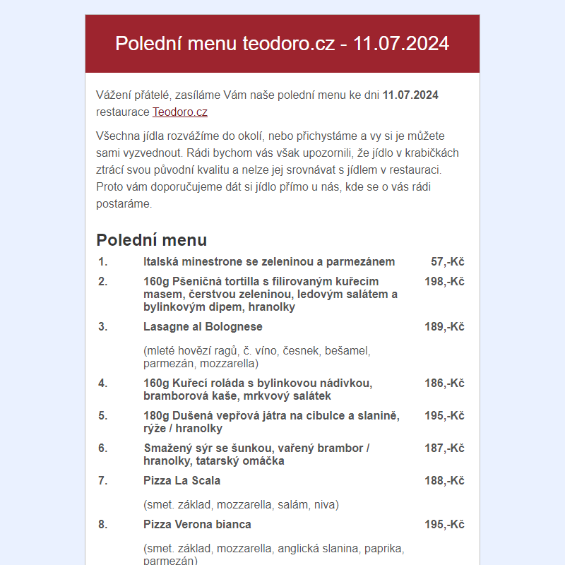 Poledni menu teodoro.cz - 11.07.2024