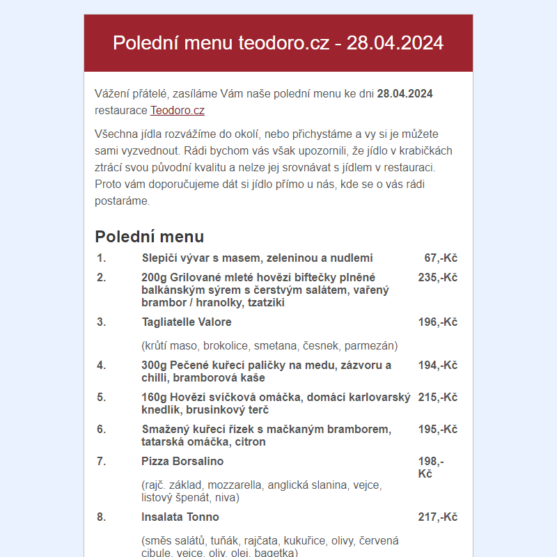 Poledni menu teodoro.cz - 28.04.2024