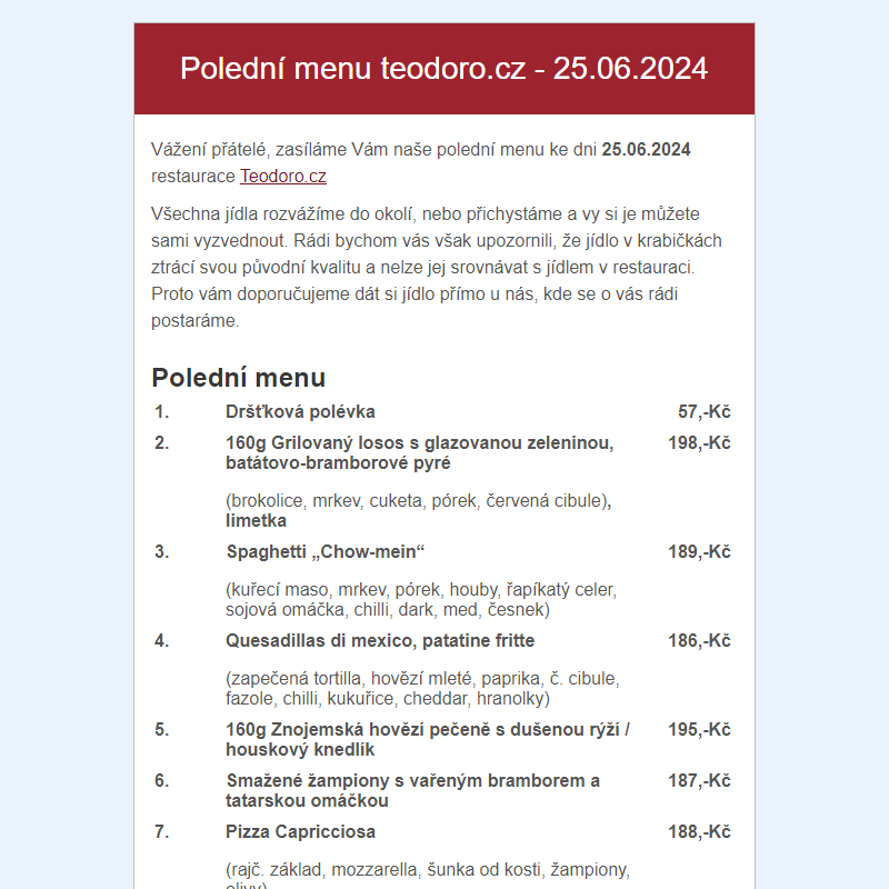 Poledni menu teodoro.cz - 25.06.2024